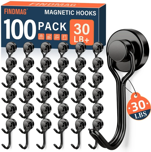 Main image of Magnetic Hooks, 30LB+ Magnet Hooks for Hanging, 100 Pack, Black Strong Magnetic Hooks for Cruise Cabins, Classroom, Grill, Locker, Home, Travel and Office, Cruise Essentials 2026