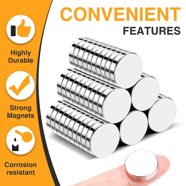 Alt view image 2 of 6 - Neodymium Round Rare Earth Fridge Magnets,15x2mm 60Pcs Small Strong Refrigerator Magnets for Crafts, Whiteboard, Scientific Models, Dry Erase Board, Office