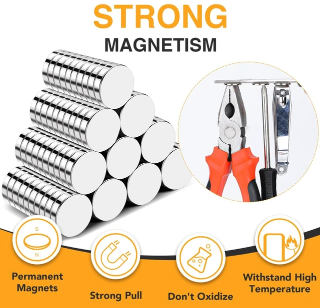 Alt view image 5 of 6 - Neodymium Round Rare Earth Fridge Magnets,15x2mm 60Pcs Small Strong Refrigerator Magnets for Crafts, Whiteboard, Scientific Models, Dry Erase Board, Office
