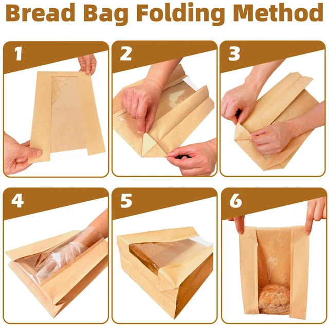 Alt view image 6 of 7 - 120 Pcs Paper Bread Bags for Homemade Bread Sourdough with Window Sourdough Bread Bags with 130 Sealing Stickers, Large Brown Bakery Bag, For Bakeries and Gifting