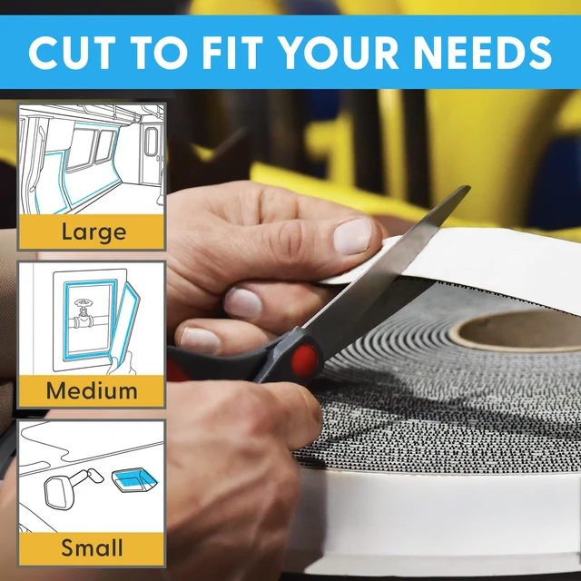 Alt view image 3 of 7 - Industrial Strength - 10FT + Scissors Black Indoor/Outdoor Adhesive Mounting Tape - Self Mating Reclosable Fastener Compatible with 3M SJ3550 / SJ3560 Dual Lock