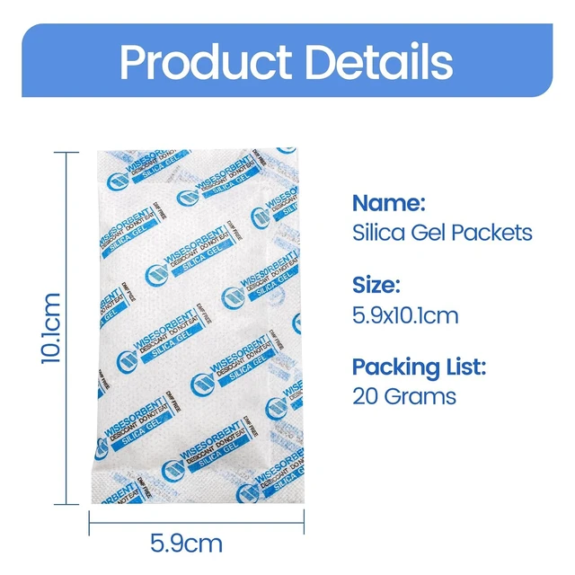 Alt view image 2 of 7 - 60Pcs 20 Gram Premium Silica Gel Dessicant Packs, Moisture Absorber Packets