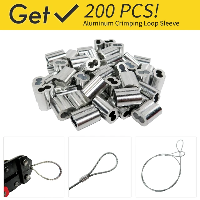 Alt view image 4 of 7 - 1/16 Wire Rope, 600FT 304 Stainless Steel Cable with 200Pcs Crimp Sleeves, Aircraft Grade, 7x7 Strand, 368lbs Breaking Strength, for Garden Trellis, Clothesline, Railing,Trellis