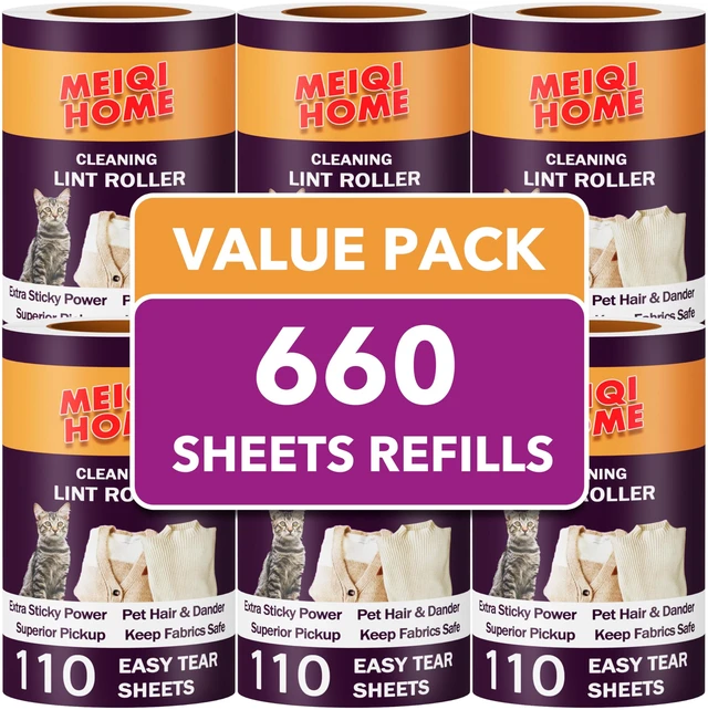 Main image of Extra Sticky Lint Roller Refills Only, 660 Easy-Tear Sheets for 3.9"-4" Lint Rollers with 1.5" Inner Diameter - Superior Cleanliness for Clothes
