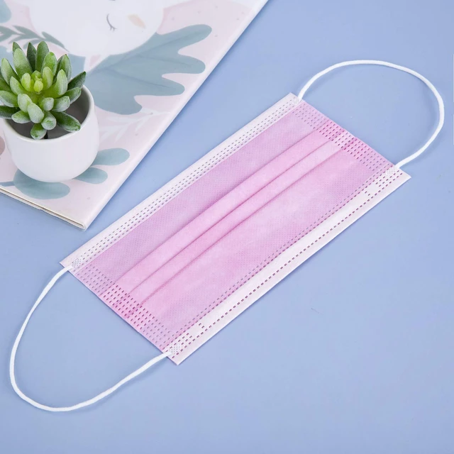 Alt view image 5 of 7 - Pink Disposable Face Mask 100 Pcs Pink Face Masks 3 Ply Protection Masks