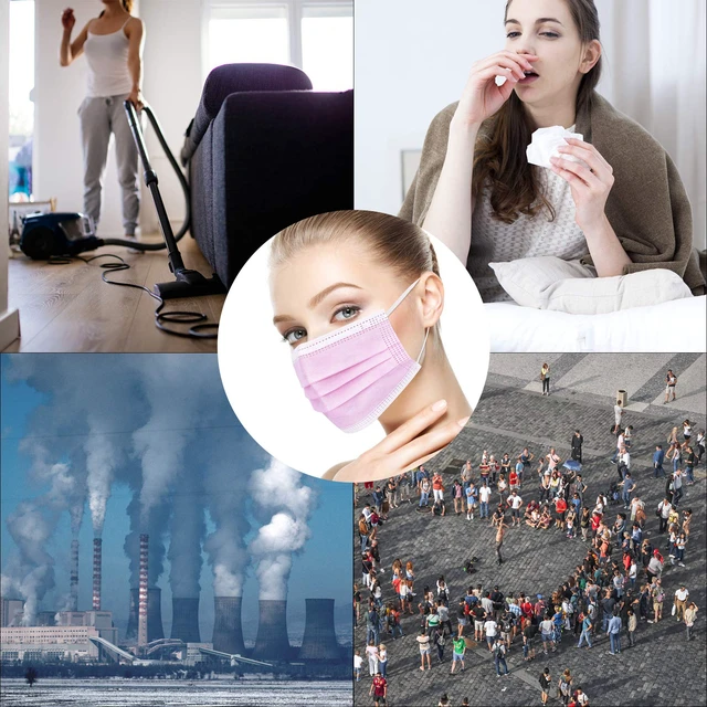 Alt view image 6 of 7 - Pink Disposable Face Mask 100 Pcs Pink Face Masks 3 Ply Protection Masks