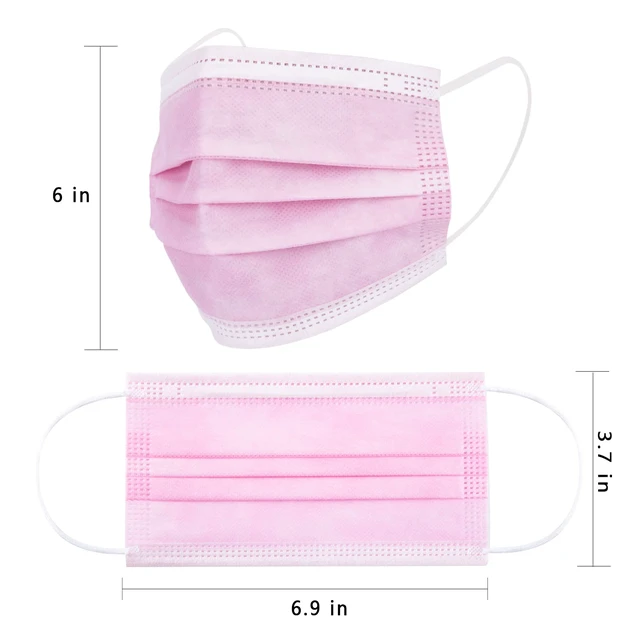 Alt view image 4 of 7 - Pink Disposable Face Mask 100 Pcs Pink Face Masks 3 Ply Protection Masks