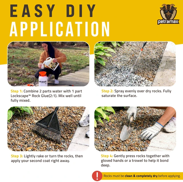 Alt view image 6 of 7 - Max Rock Glue for Landscaping, Pet-Safe & Non-Toxic (USA-Made), 32 Oz Sticky Clear Gravel Binder & Decomposed Granite Stabilizer - Lockdown Gravel/Pebbles/Stones, Mulch Glue for Rocks (50 Sq Ft)