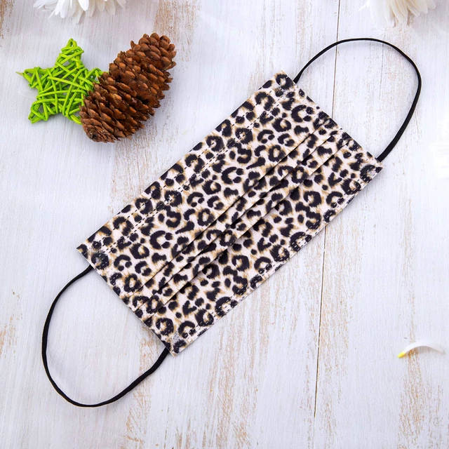 Alt view image 5 of 7 - Disposable Face Masks with Designs Cute Face Mask 3 Ply Cheetah Print 50 Pcs