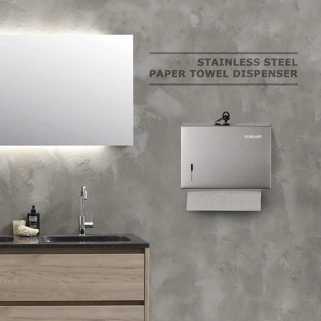 Alt view image 5 of 5 - Commercial Paper Towel Dispenser Wall Mount, Silver Durable Stainless Steel, C-Fold Multifold Trifold Paper Towel Holder, Hand Paper Tissue Holder for Bathroom, Office