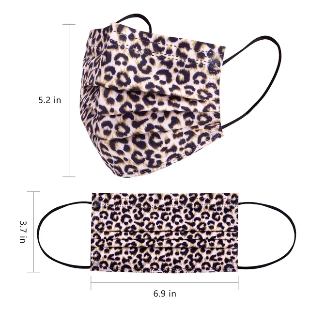Alt view image 4 of 7 - Disposable Face Masks with Designs Cute Face Mask 3 Ply Cheetah Print 50 Pcs