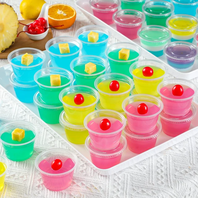 Alt view image 5 of 7 - 400 Set 4 oz Portion Cups, Jello Shot Cups with Lids, Disposable Plastic Condiment Dipping Sauce Cup, Small Containers for Salad Dressing