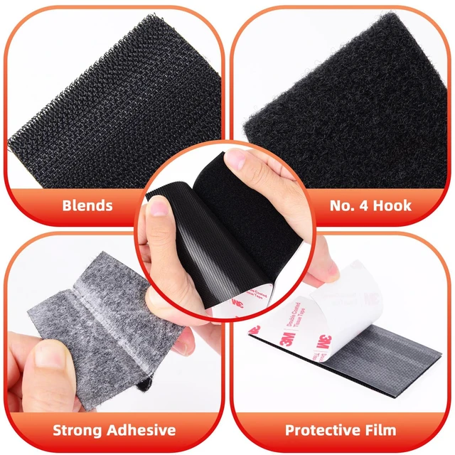 Alt view image 3 of 7 - Hook and Loop Tape 2in x 4in x 30 Pairs, Heavy Duty Adhesion Strip Slef Adhesive Interlocking Tape, Adhesive Mounting Strips, Reclosable Sticky Back Interlocking Nylon Picture Hanging Strips