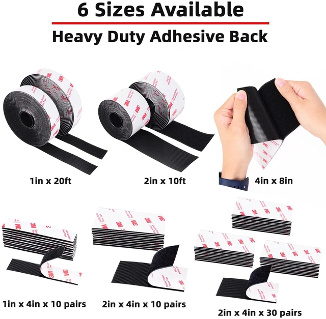 Alt view image 2 of 7 - Hook and Loop Tape 2in x 4in x 30 Pairs, Heavy Duty Adhesion Strip Slef Adhesive Interlocking Tape, Adhesive Mounting Strips, Reclosable Sticky Back Interlocking Nylon Picture Hanging Strips
