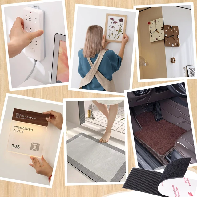 Alt view image 7 of 7 - Hook and Loop Tape 2in x 4in x 30 Pairs, Heavy Duty Adhesion Strip Slef Adhesive Interlocking Tape, Adhesive Mounting Strips, Reclosable Sticky Back Interlocking Nylon Picture Hanging Strips