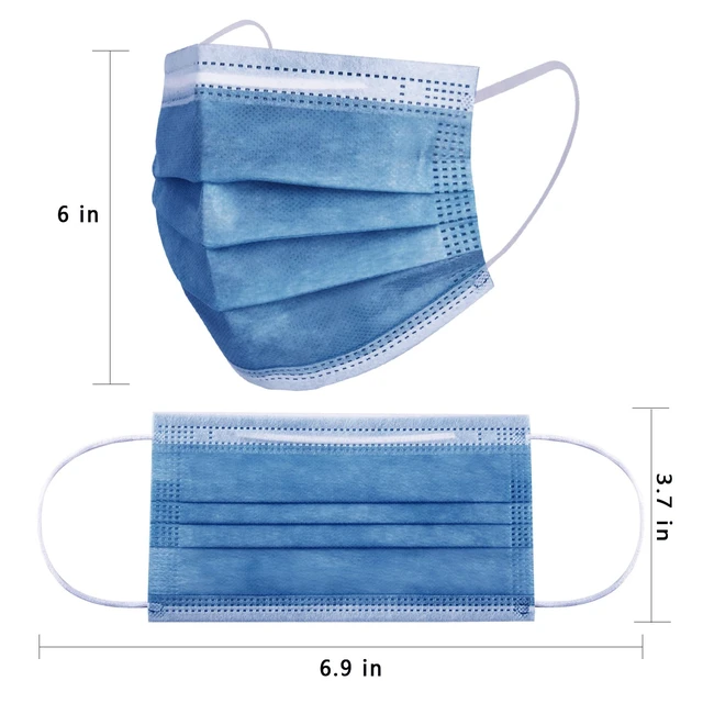Alt view image 4 of 7 - Navy Disposable Face Masks 100 Pcs Navy Blue Face Mask 3 Ply Protection Masks