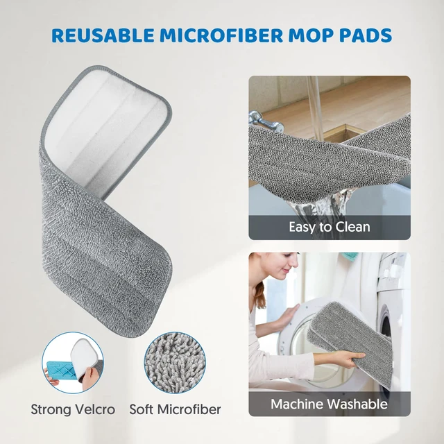 Alt view image 3 of 7 - Spray Wet Mops for Floor Cleaning: Hardwood Floor Mop Refillable 2 Bottles 4 Washable Reusable Pads for Swiffer PowerMop, Flat Mop Multi-purpose, Commercial Dry Dust Mops for Laminate Wood Vinyl Tiles