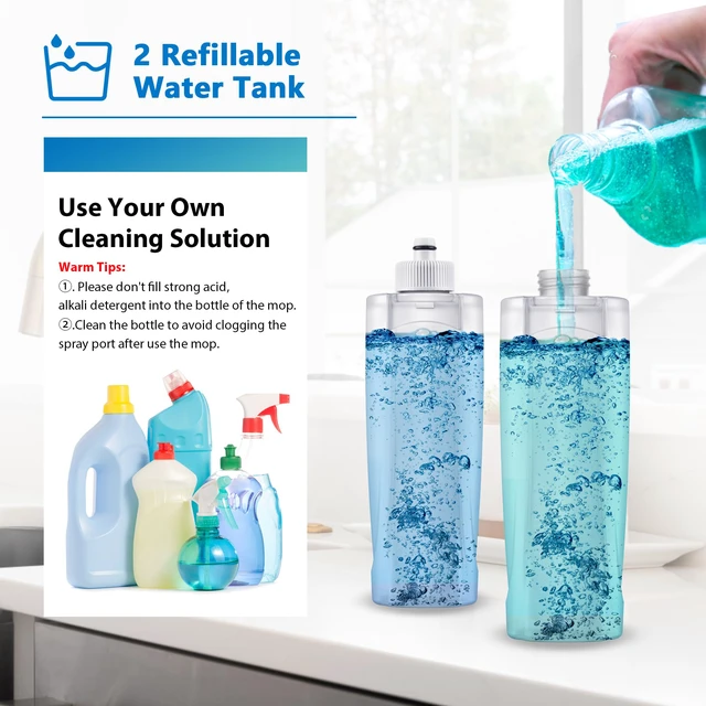 Alt view image 2 of 7 - Spray Wet Mops for Floor Cleaning: Hardwood Floor Mop Refillable 2 Bottles 4 Washable Reusable Pads for Swiffer PowerMop, Flat Mop Multi-purpose, Commercial Dry Dust Mops for Laminate Wood Vinyl Tiles