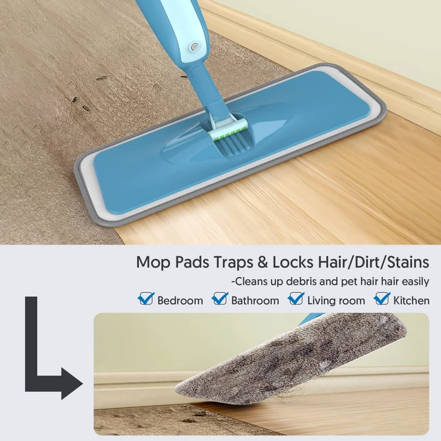 Alt view image 6 of 7 - Spray Wet Mops for Floor Cleaning: Hardwood Floor Mop Refillable 2 Bottles 4 Washable Reusable Pads for Swiffer PowerMop, Flat Mop Multi-purpose, Commercial Dry Dust Mops for Laminate Wood Vinyl Tiles
