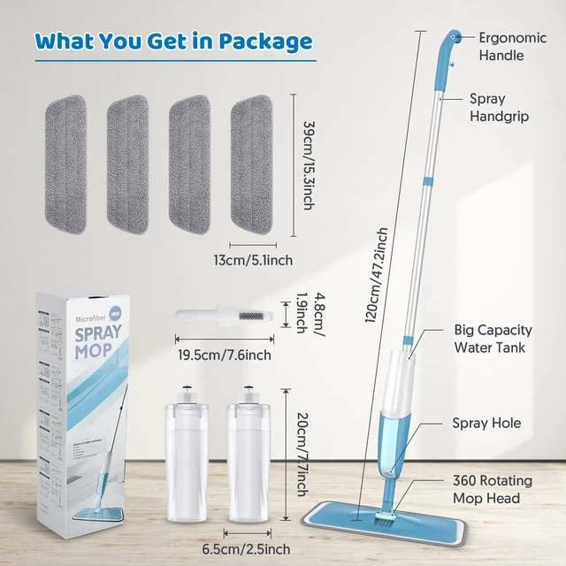 Alt view image 7 of 7 - Spray Wet Mops for Floor Cleaning: Hardwood Floor Mop Refillable 2 Bottles 4 Washable Reusable Pads for Swiffer PowerMop, Flat Mop Multi-purpose, Commercial Dry Dust Mops for Laminate Wood Vinyl Tiles