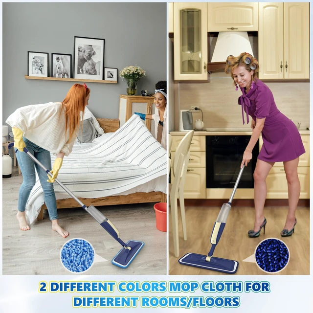 Alt view image 2 of 7 - Spray Wet Mops for Floor Cleaning: Hardwood Floor Mop 2 Bottles Refillable 4 Washable Pads for Swiffer PowerMop, Microfiber Flat Mop, Commercial Dust Mop Lightweight, for Wood Tile Laminate Vinyl