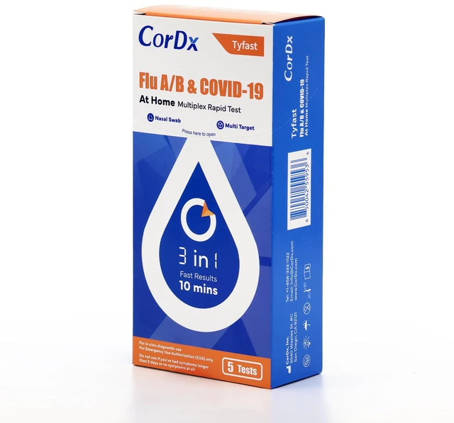Main image of Flu A/B & COVID-19, At Home 3-in-1 Rapid Test Kit, 5 Tests Nasal Swab Self-Test, Easy-To-Use For Adults And Kids, EUA Authorized OTC, Quick 10-Minute Results