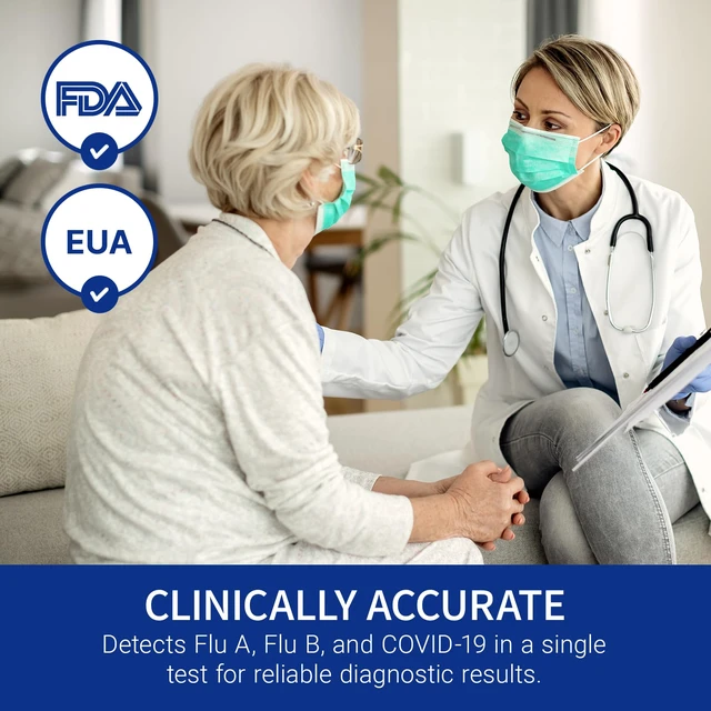 Alt view image 5 of 7 - Flu A/B & COVID-19, At Home 3-in-1 Rapid Test Kit, 5 Tests Nasal Swab Self-Test, Easy-To-Use For Adults And Kids, EUA Authorized OTC, Quick 10-Minute Results