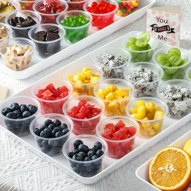 Alt view image 6 of 7 - 400 Set 4 oz Portion Cups, Jello Shot Cups with Lids, Disposable Plastic Condiment Dipping Sauce Cup, Small Containers for Salad Dressing