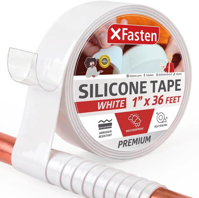 Main image of Self Fusing Silicone Tape Waterproof White 1" x 36 Feet, Self Amalgamating Tape, Silicone Rubber for Plumbing, Sealing Pipes, Hose Repair, Outdoor Coax and Electrical Cables Weatherproof