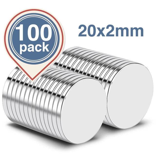 Alt view image 4 of 7 - 100Pcs Strong Rare Earth Magnets, 20x2mm Neodymium Magnet Round Fridge Magnets, Powerful for Fridge, DIY, Building, Scientific, Craft, and Office