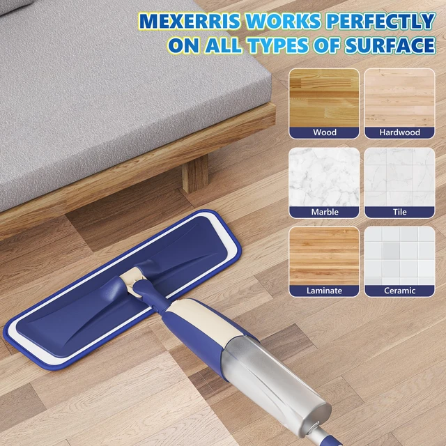 Alt view image 6 of 7 - Spray Wet Mops for Floor Cleaning: Hardwood Floor Mop 2 Bottles Refillable 4 Washable Pads for Swiffer PowerMop, Microfiber Flat Mop, Commercial Dust Mop Lightweight, for Wood Tile Laminate Vinyl