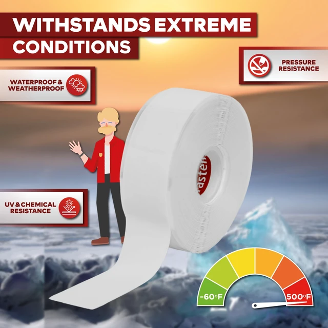 Alt view image 5 of 7 - Self Fusing Silicone Tape Waterproof White 1" x 36 Feet, Self Amalgamating Tape, Silicone Rubber for Plumbing, Sealing Pipes, Hose Repair, Outdoor Coax and Electrical Cables Weatherproof