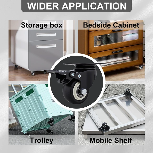 Alt view image 5 of 6 - Htudcue 2 Inch Heavy Duty Caster Wheels Set of 12, Swivel Plate PU Casters with Lock, Noiseless Polyurethane Wheels for Small Workshop & Utility Carts, 800lbs Load Capacity