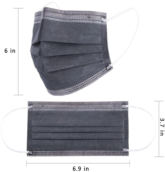 Alt view image 4 of 7 - Grey Disposable Face Mask 100 Pcs Grey Face Masks 3 Ply Protection Masks