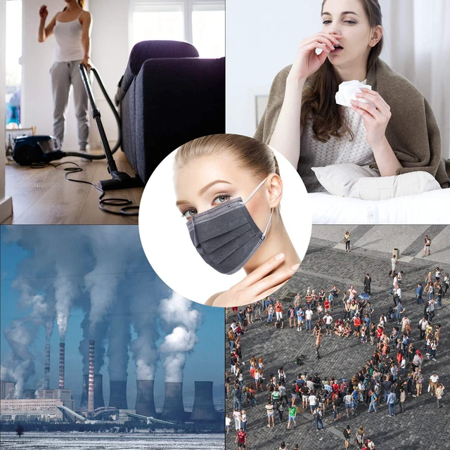 Alt view image 7 of 7 - Grey Disposable Face Mask 100 Pcs Grey Face Masks 3 Ply Protection Masks