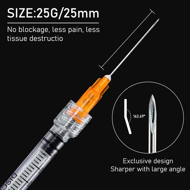 Alt view image 3 of 7 - 1ml 25G 1inch Syringe with Needle, Sterile Disposable Packaging. (100)