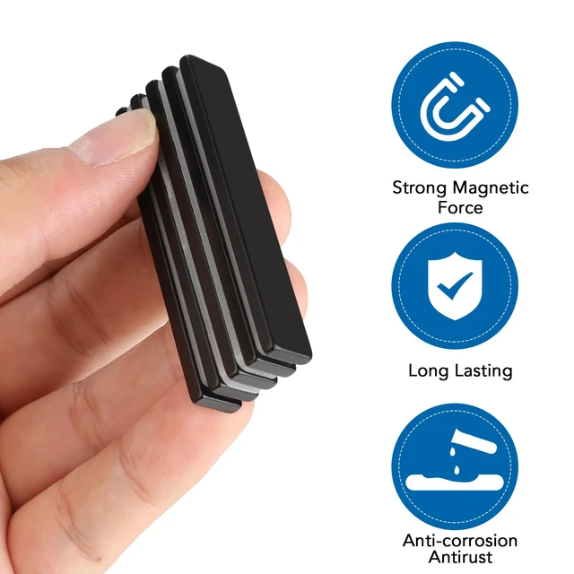 Alt view image 4 of 6 - Strong Neodymium Magnets with Adhesive Backing, 50 Pack, 60x10x3 mm Powerful Rare Earth Bar Magnets, Waterproof Black Magnetic Magnet Strips Heavy Duty for Craft, Kitchen, DIY, Office