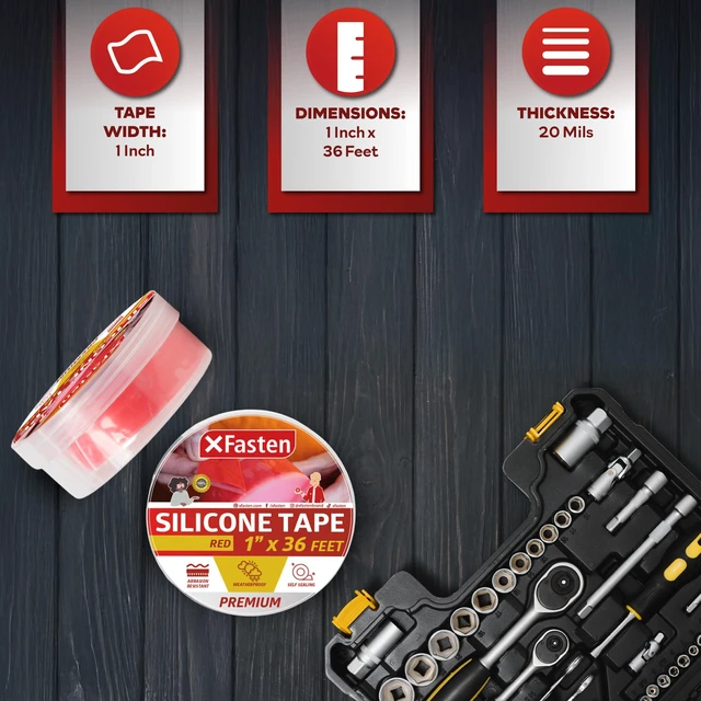 Alt view image 2 of 7 - Self Fusing Silicone Tape Waterproof 1" x 36 Feet Red, Self Amalgamating Tape, Silicone Rubber for Plumbing, Sealing Pipes, Hose Repair, Outdoor Coax and Electrical Cables Weatherproof