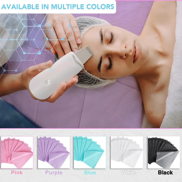 Alt view image 5 of 6 - 160 Pack Disposable Dental Bibs 13"x18"3-Ply Waterproof Tattoo Bibs Sheet for Nail SalonDental ClinicFeedingTattoo Shop (Purple)