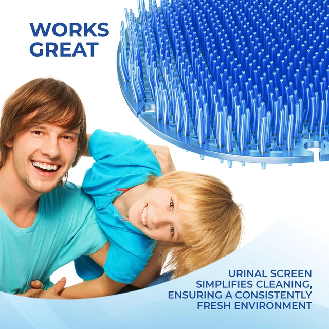 Alt view image 6 of 6 - Urinal Screen Deodorizer, 24 Pack, Anti-Splash Cakes 24 urinal cakes in blue, yellow and orange, 3D wave. Odor control for office, stadium, school restrooms. Gloves incl