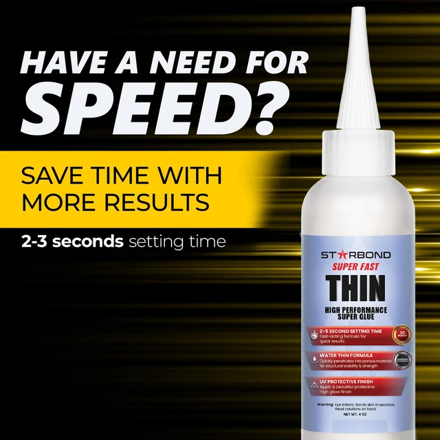 Alt view image 3 of 7 - Super Fast Thin, Premium Instant CA (Cyanoacrylate Adhesive) Super Glue Plus Extra Cap and Microtips, (for Woodturning, Pen Turning, Hobby, Stabilizing, Finish, Inlay) (4 Ounce)