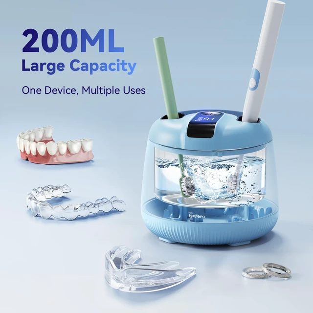 Alt view image 7 of 7 - Ultrasonic Retainer Cleaner Machine 48kHz, Dental Ultrasonic Care Cleaner Ultrasonic Retainer Cleaner for Dentures, Aligners, Mouth Guards, Toothbrush Heads and Jewelry with 200ML Capacity