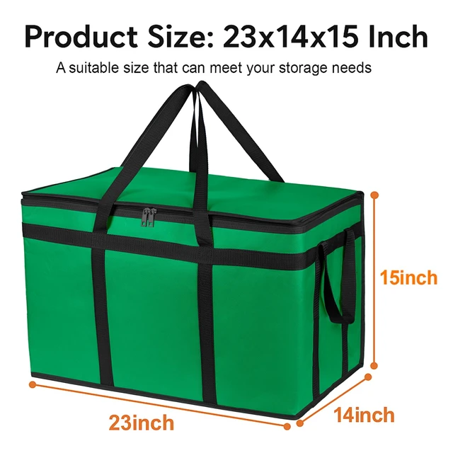 Alt view image 3 of 6 - 3 Pack Insulated Food Delivery Bags, XXXL Catering Cooler Bag Green Keeps food hot or frozen for grocery shopping, catering, pizza and rideshare delivery; great for travel and car trips