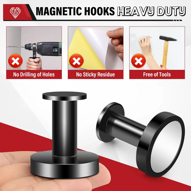 Alt view image 4 of 7 - Magnetic Hooks for Cruise Cabins Black 150lb Strong Magnetic Hooks Locker Accessories Strong Magnetic Hooks for Classroom Whiteboard Grill Cruise Ship