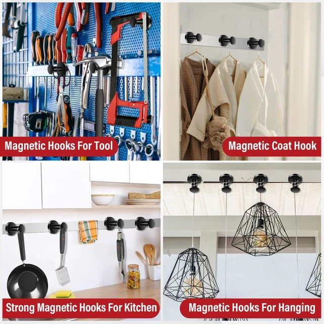 Alt view image 5 of 7 - Magnetic Hooks for Cruise Cabins Black 150lb Strong Magnetic Hooks Locker Accessories Strong Magnetic Hooks for Classroom Whiteboard Grill Cruise Ship