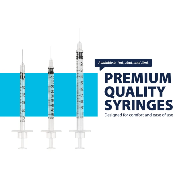 Alt view image 7 of 7 - EasyTouch U-100 Pet Insulin Syringes (30G 1.0cc 1/2") - 100 ct. Compatible with U-100 Insulin, 100 Unit Capacity, 1/2" Needle Length, Half-Unit Markings, Box of 100