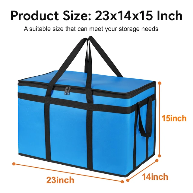 Alt view image 3 of 7 - 3 Pack Insulated Food Delivery Bags, XXXL Catering Cooler Bag Blue Keeps food hot or frozen for grocery shopping, catering, pizza and rideshare delivery; great for travel and car trips