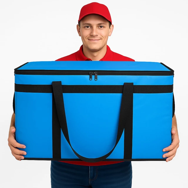 Alt view image 5 of 7 - 3 Pack Insulated Food Delivery Bags, XXXL Catering Cooler Bag Blue Keeps food hot or frozen for grocery shopping, catering, pizza and rideshare delivery; great for travel and car trips