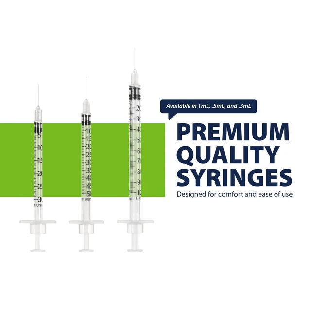 Alt view image 7 of 7 - EasyTouch U-100 Pet Insulin Syringes (29G 1.0cc 1/2") - 100 ct. Compatible with U-100 Insulin, 100 Unit Capacity, 1/2" Needle Length, Half-Unit Markings, Box of 100