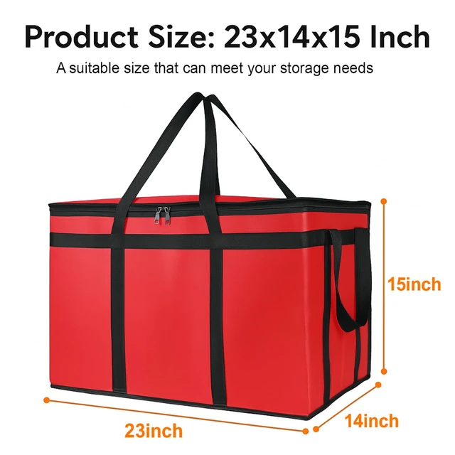 Alt view image 3 of 7 - 3 Pack Insulated Food Delivery Bags, XXXL Catering Cooler Bag Red Keeps food hot or frozen for grocery shopping, catering, pizza and rideshare delivery; great for travel and car trips